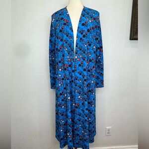 LuLaRoe Sarah Multicolor Floral Geometric Print Texture Duster Cardigan Size L